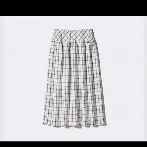 유니클로 모리걸 체크 롱 스커트