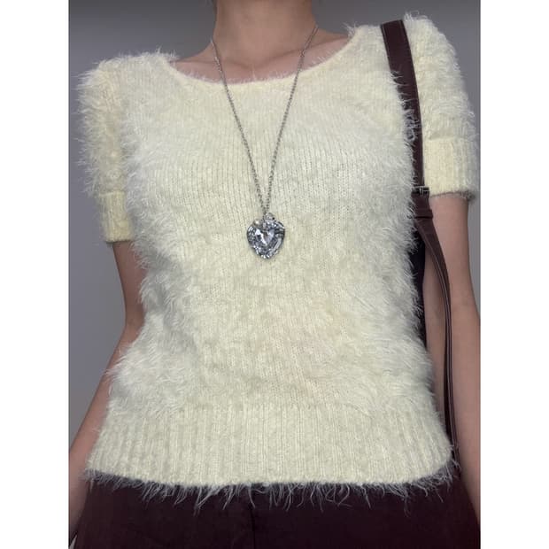 빈티지 퍼 하프 니트