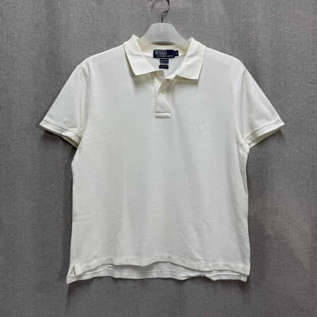 [L] 폴로 랄프로렌 화이트 코튼 반팔 카라티