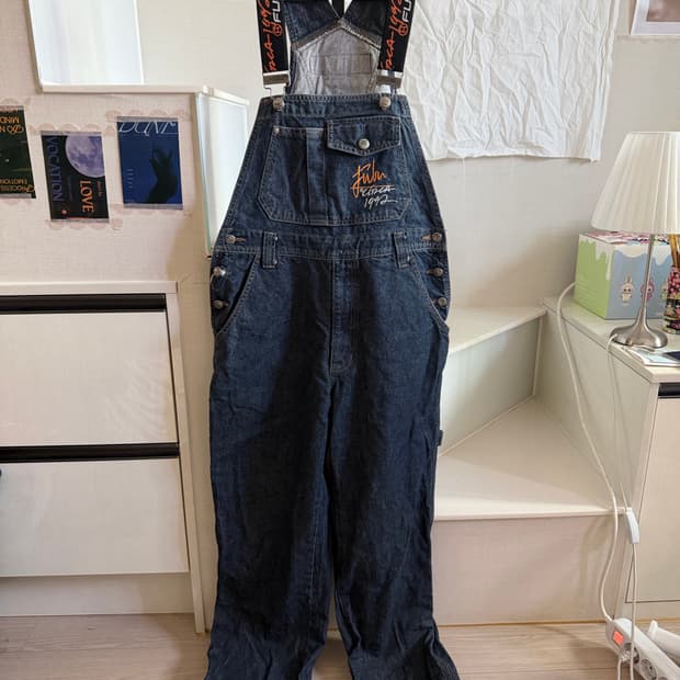 Fubu 오버롤 멜빵 데님 바지