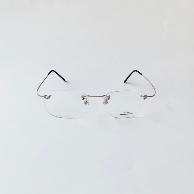 870 골드 티타늄 무테 안경 슬림 직사각 림리스 초경량 소형 데드스탁