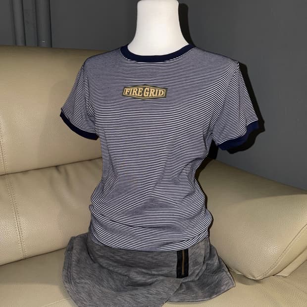 stripe pattern ringer tee