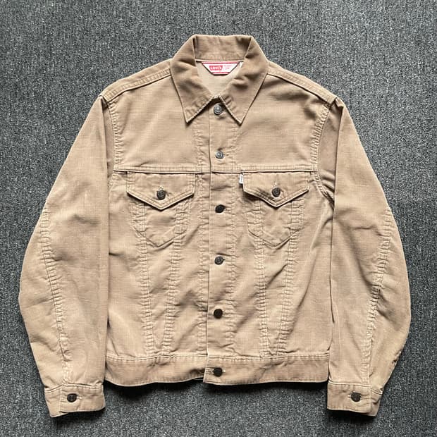 70s 빈티지 리바이스 코듀로이 트러커 자켓 70505 카키 38