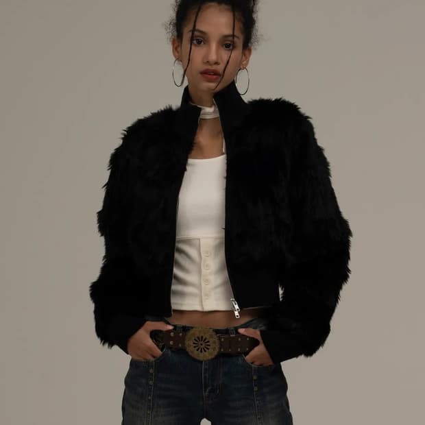 원가15) 미드나잇무브 Rip Jumper 퍼 무스탕 - 블랙