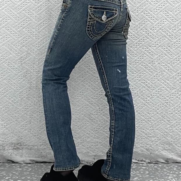 트루릴리젼 빌리슈퍼티 Y2K 로우라이즈 데님팬츠 27인치 C07978