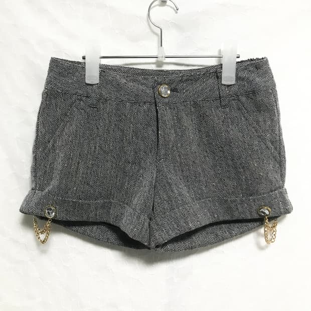 빈티지 갸루 큐빅 체인 숏팬츠 반바지