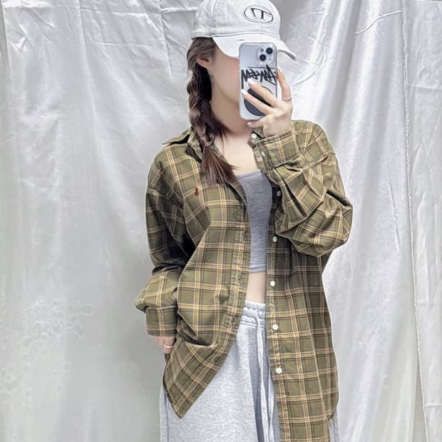 폴로 랄프로렌 버건디 포니 체크셔츠 