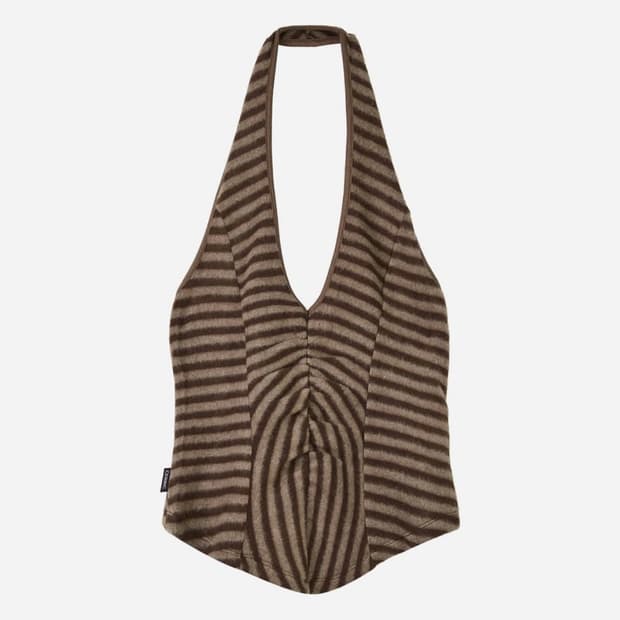 (새상품) 세릭 홀터넥 Fluffy Stripe Sleeveless