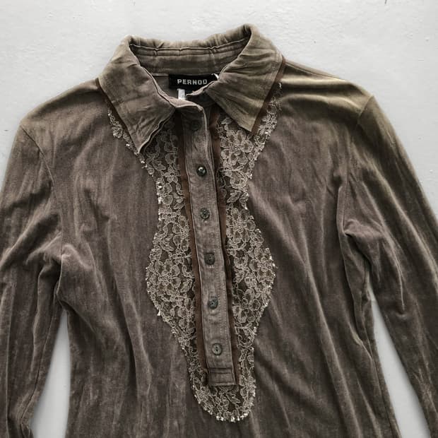 lace velvet polo sleeve