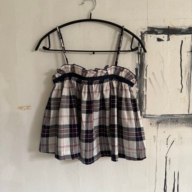 Roseanna check frill bustier top