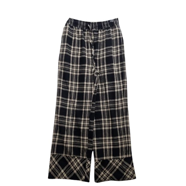 SEASONREASON 체크 와이드 팬츠 바지 코튼 100%