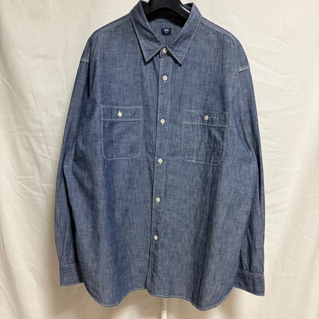 유니클로 샴브레이 워크셔츠 / 진청, 3XL