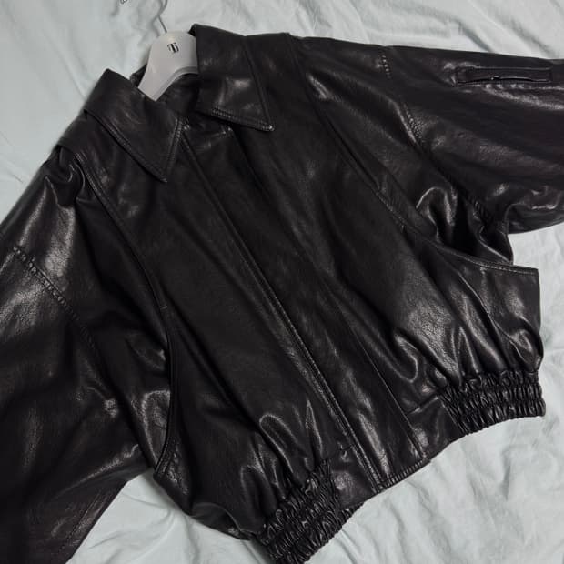 트리밍버드 플래킷 레더 블루종 재킷