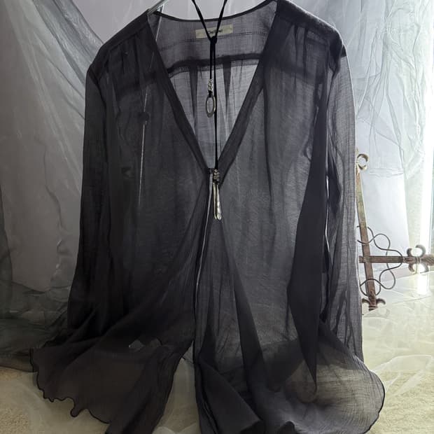 Charcoal See-Through Cardigan 0195