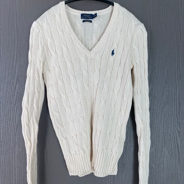 정품 폴로 아이보리 코튼 니트