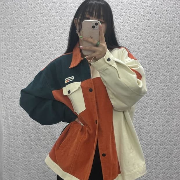 알프릭에덴 레트로 패치워크 키치 유니크 코듀로이 자켓 XL C08904