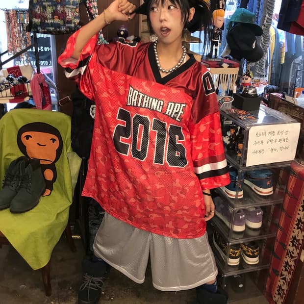 < Bape Red Camouflage Mesh Jersey ( 새상품 
