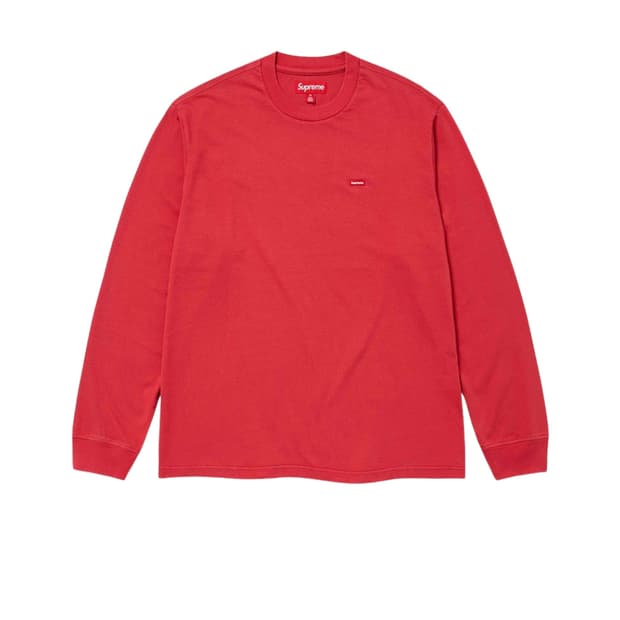슈프림 스몰 박스 롱슬리브 워시드 레드
