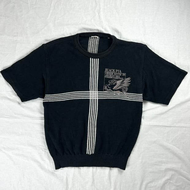 Black PIA 크로스 라인 니트