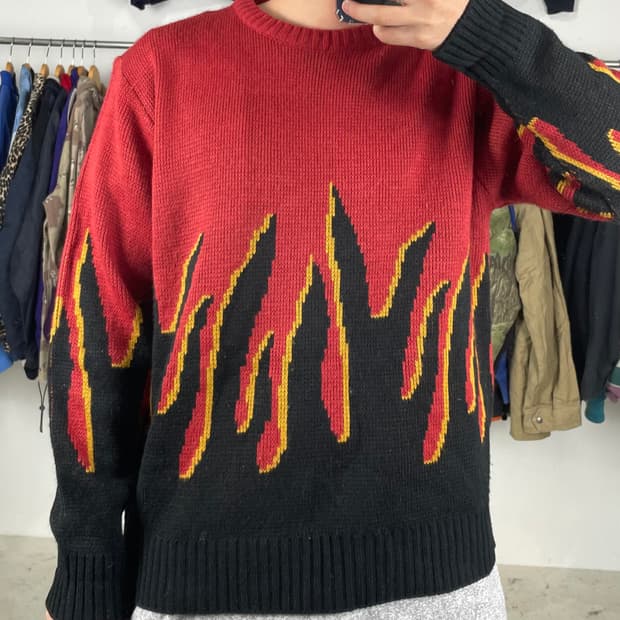 Japan vintage 플레임 스트릿 니트