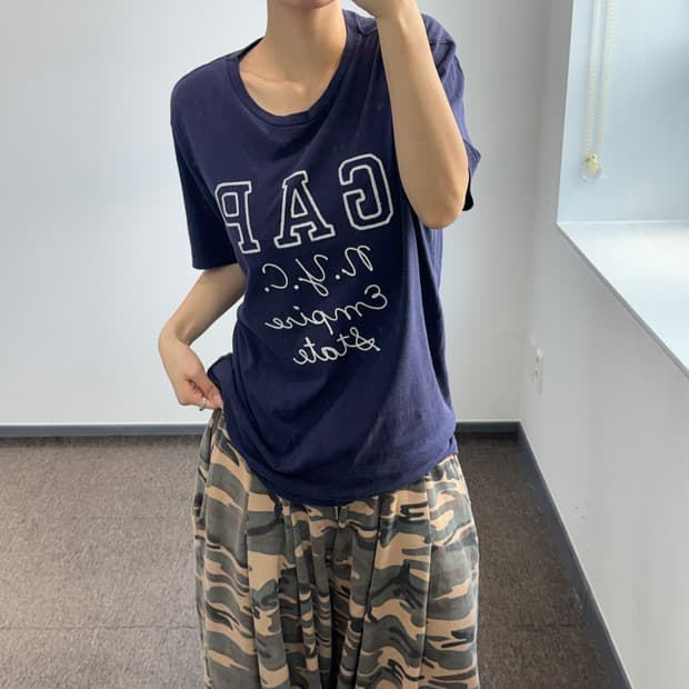 Gap 갭 네이비 로고 반팔