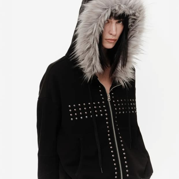 2000아카이브스 퍼 후드집업 블랙