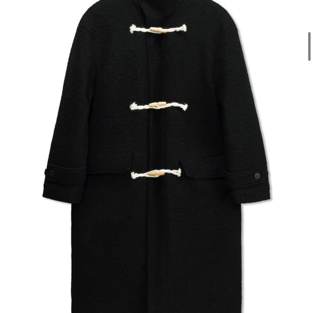 시그니처 텍스쳐 오버핏 더플 블랙 롱코트 L (105-110)