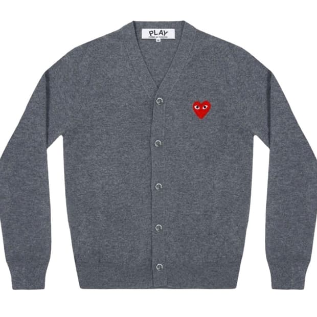  플레이 꼼데가르송 레드 하트 니트 가디건 그레이(M)