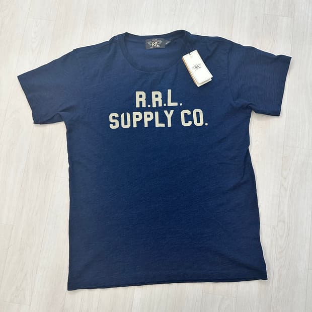 더블알엘(RRL) 인디고 블루 그래픽 로고 티셔츠