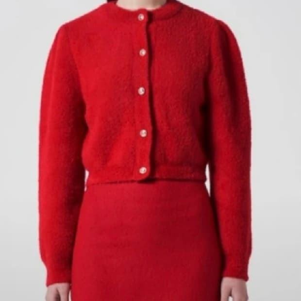 준지 여성 레드크롭 가디건 36 새상품