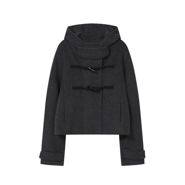 미세키서울 더플 후디 숏코트 차콜