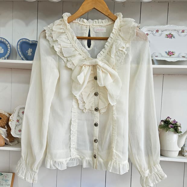 리즈리사(LIZ LISA) 러블리 리본 프릴 블라우스