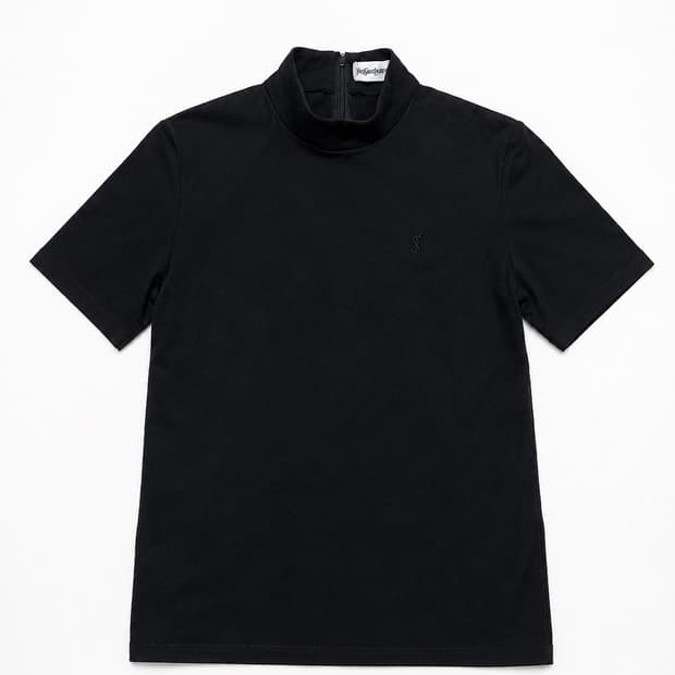 Yves Saint Laurent YSL 일본제 하이넥 반팔 티