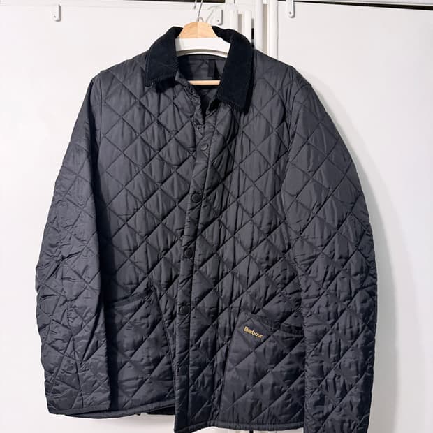 바버 블랙 퀼팅 자켓 L