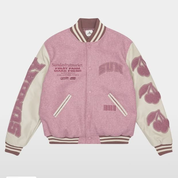 선데이후르츠마켓 바시티 자켓 핑크