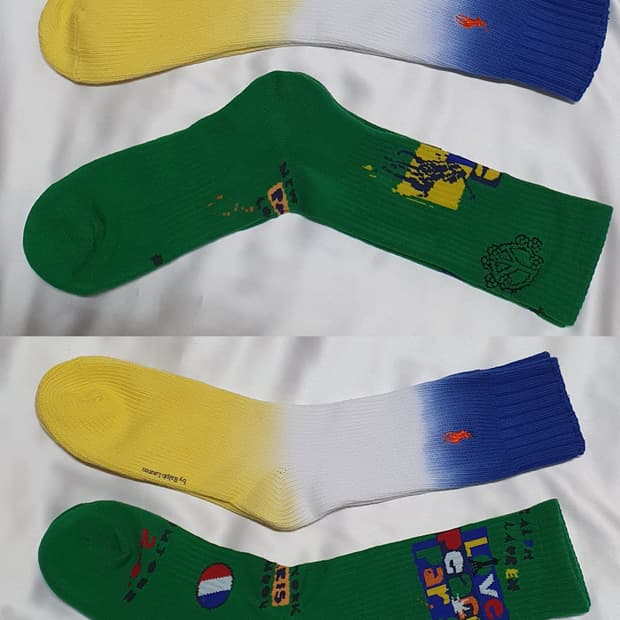 블루 옐로우 화이트 그린 폴로 랄프로렌 양말