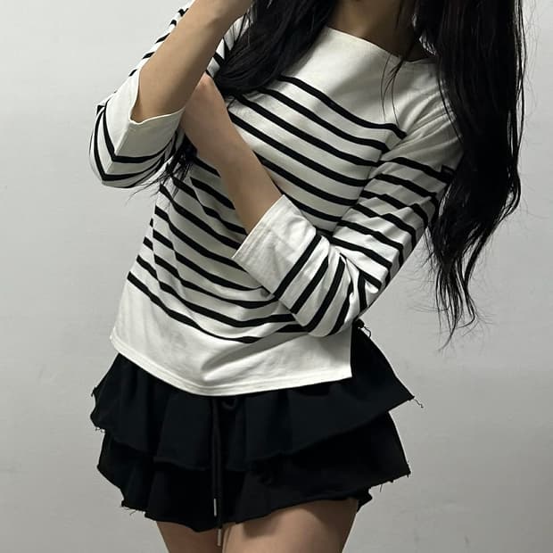 세인트제임스 스트라이프 걸즈 슬리브 보더티