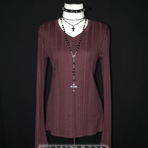 (tornado mart) wine ribbed long sleeve 