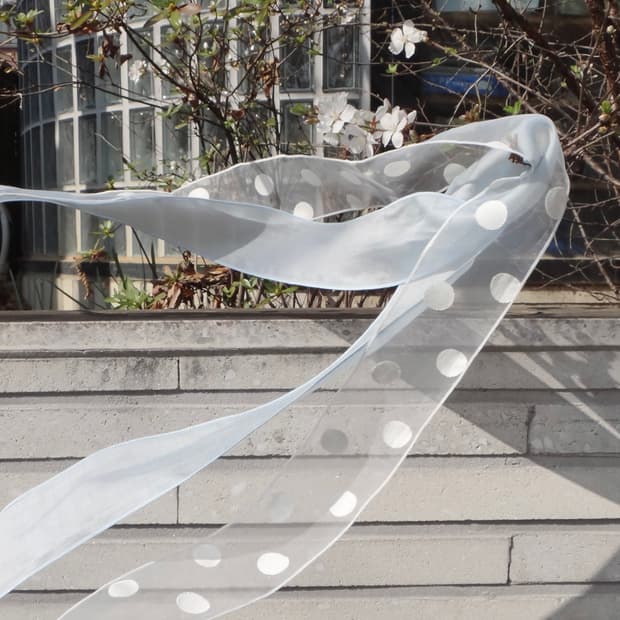 Dot sheer 2 layer scarf / ash blue