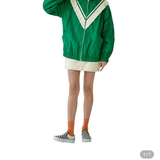 (희귀매물) 앤디앤뎁 브이 러플 스포티 바람막이 후드점퍼  (F)