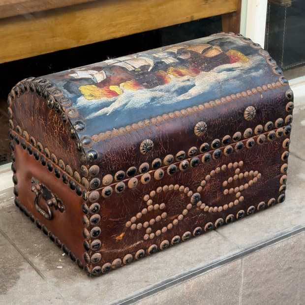 빈티지 소품 유럽 가죽 트렁크