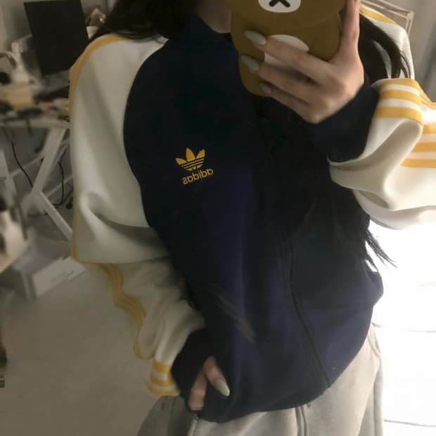 아디다스 희귀 져지 sst 남색 옐로우 대대장급 트랙탑