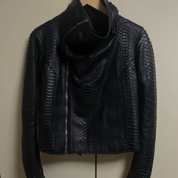 HUN RICK OWENS PYTHON LEATHER JACKET
