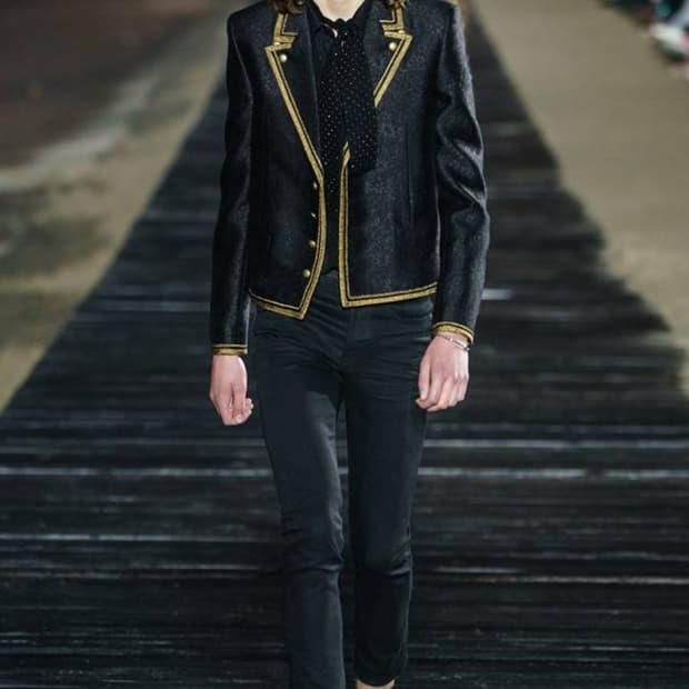 생로랑 블랙 금장 자켓 50