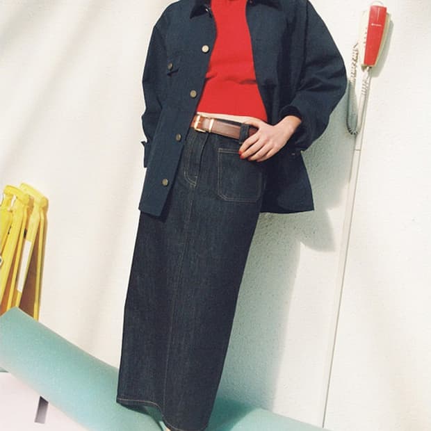 디애퍼처 데님 롱스커트 네이비 m