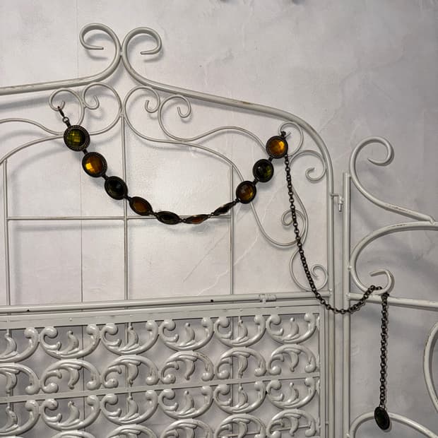 Khaki gold gemstone chain belt