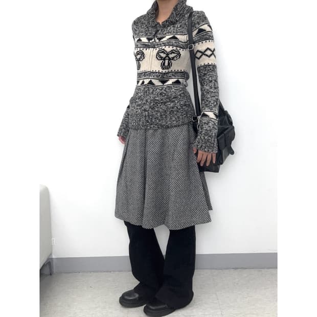 빈티지 그레이 플리츠 스커트