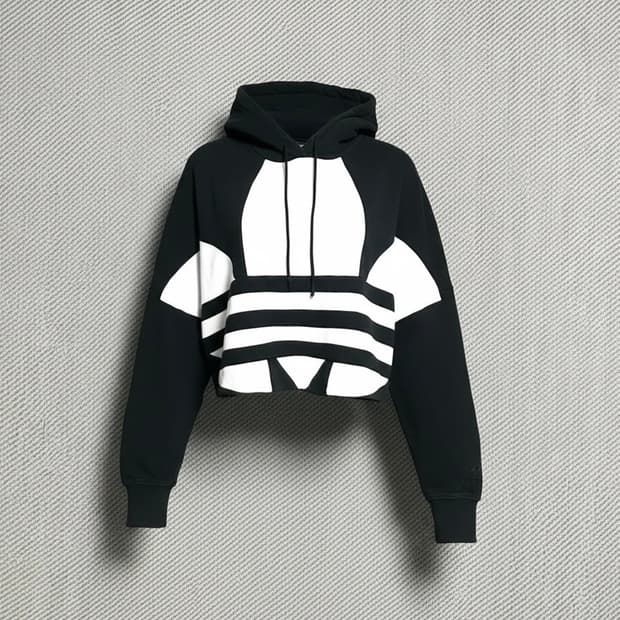 [M] adidas 아디다스 우먼즈 검/흰 빅로고 크롭 후드티