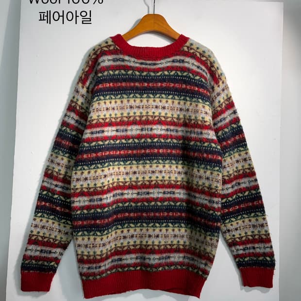 울 100% 노르딕 페어아일 니트