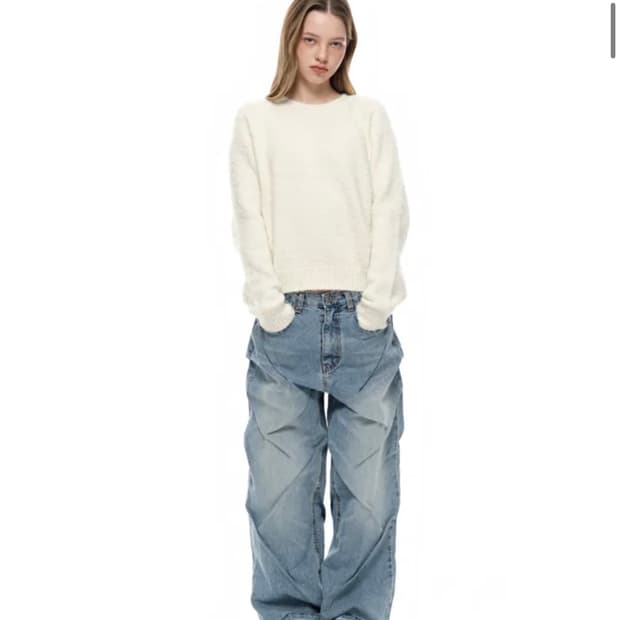 이고프리덤랩 [업사이클] 닙 리플 데님 진스